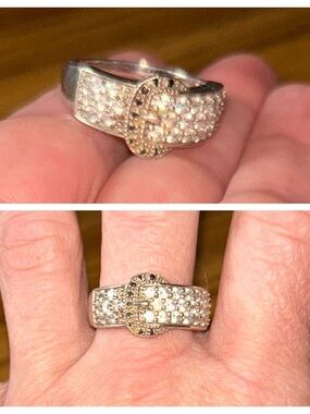 Sterling Silver 925 Bling Buckle Ring Sz 9